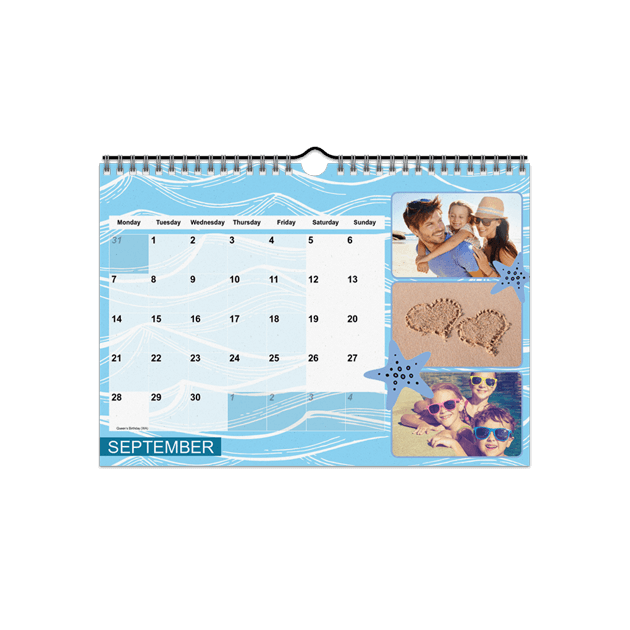 Calendrier A4 Paysage (Grande Date)